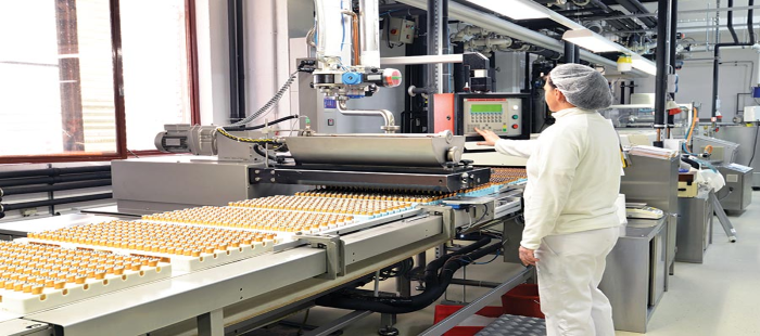 woman monitoring food production line